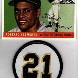 ROBERTO CLEMENTE HOF 1955 Topps Rookie RC #164 With #21 Embroidered Patch Pittsburgh Pirates REPRINT - Baseball Card