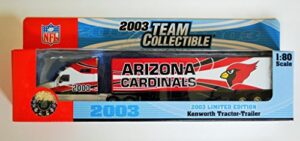 white rose 2003 nfl arizona team collectible 1:80 scale diecast kenworth tractor trailer – cardinals