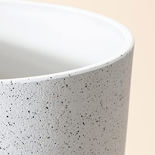 La Jolie Muse Flower Pots Outdoor Garden Planters, Indoor Plant Pots W/ Drainage Holes, Speckled White (8.6 + 7.5 Inch)