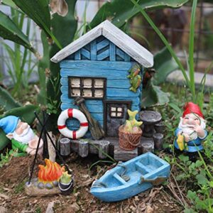 BangBangDa Miniature Fairy Garden Gnomes Decoration – Small Figurines Statue Accessories Gnome House for Outdoor Indoor Home Yard Patio Decor Ornaments Kit Fence Mushroom