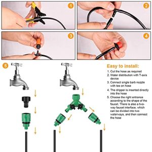 Drip Irrigation Kit, 100ft/30M Garden Watering Automatic System - Micro DIY Irrigation Tubing Kits, Blank Distribution Hose Atomizing Nozzles Drippers for Plants Flower Bed, Patio, Lawn