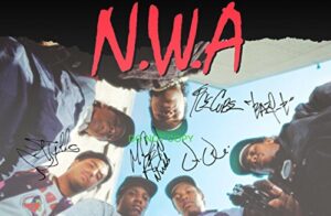 nwa n.w.a. rap legends reprint signed autographed 12×18″ poster photo #1 rp straight outta compton