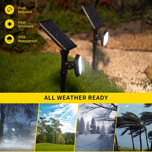 ROSHWEY Solar Outdoor Lights, 22 LED 700 Lumens Bright Solar Lights Outdoor Waterproof Landscape Spotlight Security Lamps for Yard, Garden, Driveway, Pathway, Walkway - Cool White, 4 Pack
