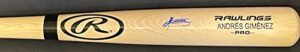 andres gimenez cleveland indians autographed signed blonde baseball bat beckett rookie coa