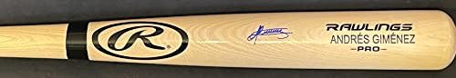 Andres Gimenez Cleveland Indians Autographed Signed Blonde Baseball Bat BECKETT ROOKIE COA