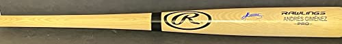 Andres Gimenez Cleveland Indians Autographed Signed Blonde Baseball Bat BECKETT ROOKIE COA