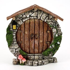 top collection 5.25″ miniature fairy garden & terrarium charming round door decor, small