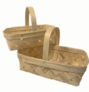 bert’s garden farm stand nesting baskets with handles, produce baskets, natural wooden baskets, use as a planter, make gift baskets 2 pack