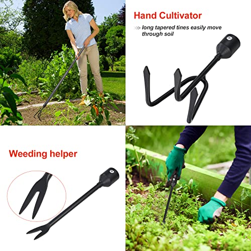 Garden Tools Set with Extension Handles, 5 Piece Thick Gardening Hand Tools, Heavy Duty Steel Rust-Proof Weeding Planting Tool Ideal Gardening Kit Gifts for Women and Men