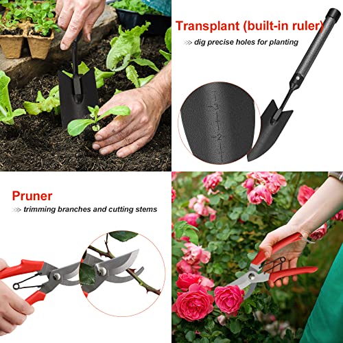 Garden Tools Set with Extension Handles, 5 Piece Thick Gardening Hand Tools, Heavy Duty Steel Rust-Proof Weeding Planting Tool Ideal Gardening Kit Gifts for Women and Men