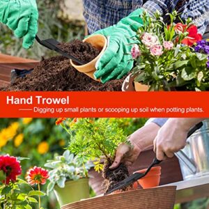 Garden Tools Set with Extension Handles, 5 Piece Thick Gardening Hand Tools, Heavy Duty Steel Rust-Proof Weeding Planting Tool Ideal Gardening Kit Gifts for Women and Men