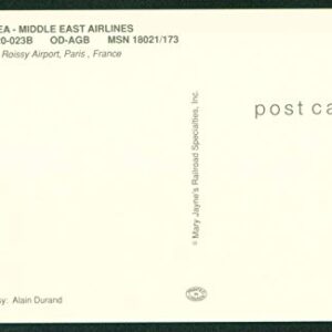 MEA Middle East Airlines Boeing B-720 Roissy Airport Paris France Commercial Airplane Postcard