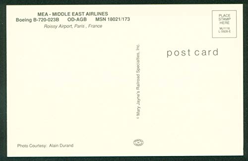 MEA Middle East Airlines Boeing B-720 Roissy Airport Paris France Commercial Airplane Postcard