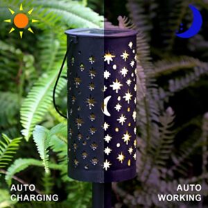 neemor 6 Pack Solar Pathway Lights Outdoor Garden Solar Lights Solar Powered Path Lights Decorative for Patio Lawn Landscape Yard Star Moon Women Gifts Warm White