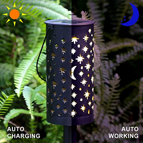 neemor 6 Pack Solar Pathway Lights Outdoor Garden Solar Lights Solar Powered Path Lights Decorative for Patio Lawn Landscape Yard Star Moon Women Gifts Warm White