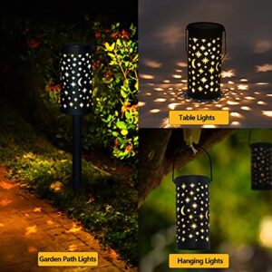 neemor 6 Pack Solar Pathway Lights Outdoor Garden Solar Lights Solar Powered Path Lights Decorative for Patio Lawn Landscape Yard Star Moon Women Gifts Warm White