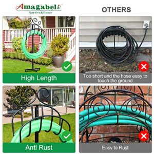 Amagabeli Garden Hose Holder Freestanding Holds 125ft Hose Detachable Rustproof Hose Stand Hanger Heavy Duty Metal Decorative Water Hose Storage with Ground Stakes for Outside Garden Lawn Black BG373