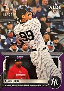 2022 authentic topps now aaron judge baseball card #1095 purple parallel serial# 10/25 (only 25 exist!) – home run record holder with 62 home runs! – new york yankees