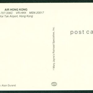 Air Hong Kong Airline Boeing B-707 Jet Airplane Kai Tak Airport Postcard