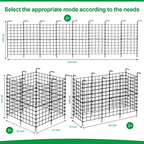 16 Pack Decorative Garden Fence No Dig Fencing Animal Barrier Fence or Dog Rabbits 24 Inch(H) X 11 Ft(L) Rustproof Metal Wire Garden Fence Border, Flower Edging for Yard Landscape Patio Outdoor Decor