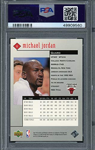 Michael Jordan 1998 Upper Deck Black Diamond Basketball Card #8 Graded PSA 9 MINT