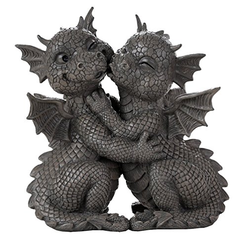 Pacific Giftware Garden Dragon Loving Couple Garden Display Decorative Accent Sculpture Stone Finish 10 Inch Tall