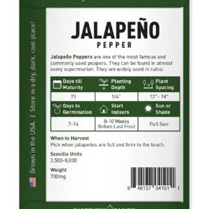 Jalapeno Pepper Seeds for Planting Heirloom Non-GMO Jalapeno Peppers Plant Seeds for Home Garden Vegetables Makes a Great Gift for Gardeners by Gardeners Basics