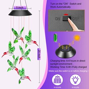 Winzwon Gifts for Mom Mothers Day from Daughter Solar Hummingbird Wind Chimes Outdoor Mobile Hang Garden Patio Porch Birthday Gifts for Grandma Women