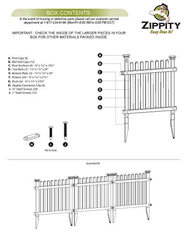 Zippity Outdoor Products ZP19056 No Dig Roger Rabbit Garden Fence (3 Pack), White, 24" W x 22" H