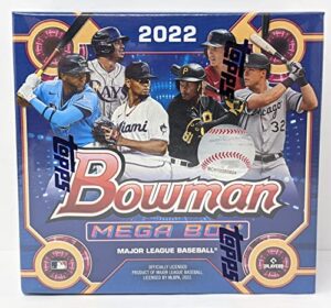 2022 topps bowman mlb baseball mega box (50 cards total) 10 exclusive mojo refractors