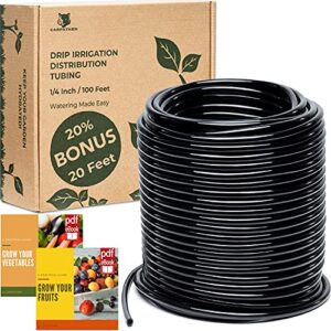 CARPATHEN 1/4 Drip Irrigation Tubing - 120 ft Black Drip Irrigation Hose Perfect for DIY Garden Irrigation System, Hydroponics, Misting Tubing, or as Blank Distribution Tubing for Any Garden Project