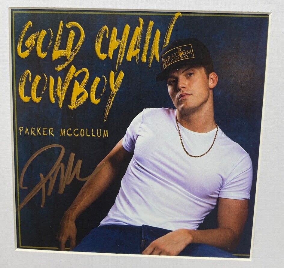 Parker McCollum Signed Autographed Gold Chain Cowboy Framed CD Display ACOA COA