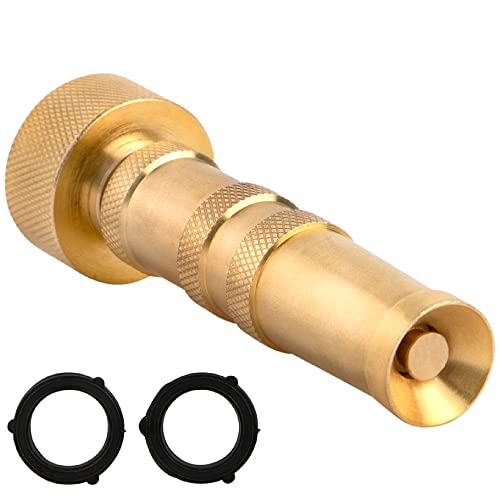 INNAV8 Solid Brass Hose Nozzle Heavy Duty - HIGH Pressure Hose Nozzle for Garden Hose - Easy Twist Water Hose Nozzle Sprayer - Brass Nozzle Sprayer for Car Wash - Brass Hose Spray Nozzle for Hose