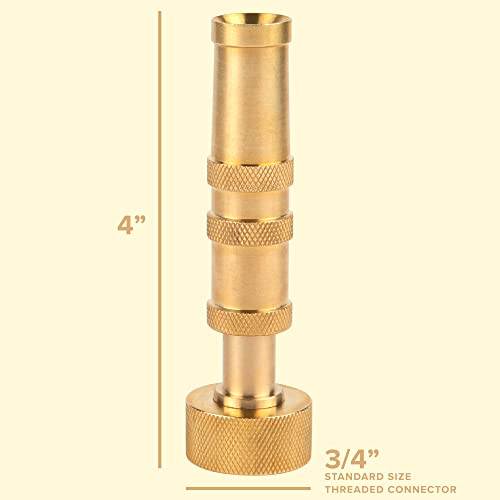 INNAV8 Solid Brass Hose Nozzle Heavy Duty - HIGH Pressure Hose Nozzle for Garden Hose - Easy Twist Water Hose Nozzle Sprayer - Brass Nozzle Sprayer for Car Wash - Brass Hose Spray Nozzle for Hose