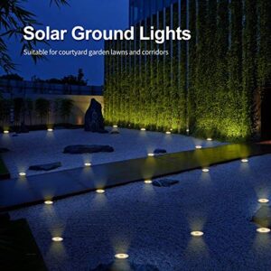 pozzolanas Solar Ground Lights 16 Packs - 8 LED Solar Garden Lights Outdoor Waterproof in-Ground Lights, Solar Disk Lights Outdoor Landscape Lights for Lawn Pathway Yard Driveway (Warm White)