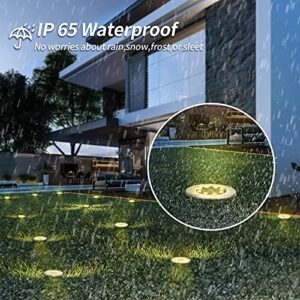 pozzolanas Solar Ground Lights 16 Packs - 8 LED Solar Garden Lights Outdoor Waterproof in-Ground Lights, Solar Disk Lights Outdoor Landscape Lights for Lawn Pathway Yard Driveway (Warm White)