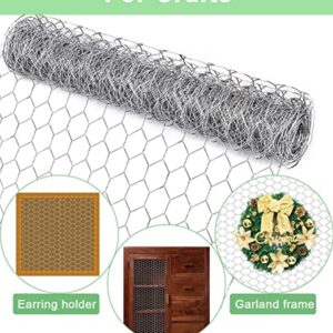 HONSREO Chicken Wire Fencing 16.9 Inch x 49.2 Ft, Poultry Wire Netting 0.6 Inch Hexagonal Galvanized Floral Fence Mesh for Pet Rabbit Coop