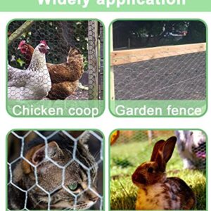 HONSREO Chicken Wire Fencing 16.9 Inch x 49.2 Ft, Poultry Wire Netting 0.6 Inch Hexagonal Galvanized Floral Fence Mesh for Pet Rabbit Coop