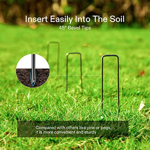 VIVOSUN 50 PCS 6 Inch Garden Stakes Landscape Staples U-Shaped Pins for Barrier Fabric, Ground Cover, Soaker Hose, Irrigation Tubing, Invisible Dog Fence