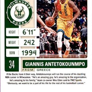 2019-20 Panini Contenders Basketball #33 Giannis Antetokounmpo Milwaukee Bucks Basketball Card