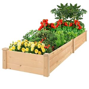 betterland 8 ft wooden raised garden bed outdoor elevated flower planter box kit for vegetables fruits herb grow yard gardening, natural