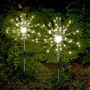 anordsem solar garden lights solar firework lights solar powered string light with 2 lighting modes twinkling and steady-on for garden, patio, yard, flowerbed, parties (warm white)