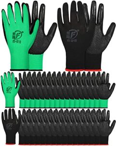 honeydak 36 pairs gardening gloves for men women breathable rubber coated garden gloves men safety work gloves (black, green)
