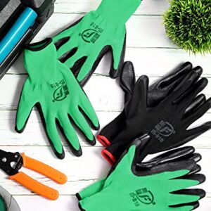 Honeydak 36 Pairs Gardening Gloves for Men Women Breathable Rubber Coated Garden Gloves Men Safety Work Gloves (Black, Green)