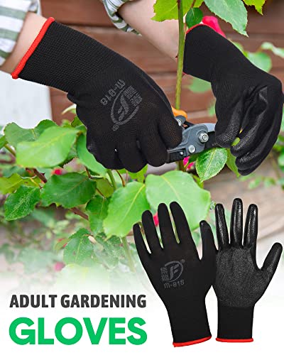 Honeydak 36 Pairs Gardening Gloves for Men Women Breathable Rubber Coated Garden Gloves Men Safety Work Gloves (Black, Green)