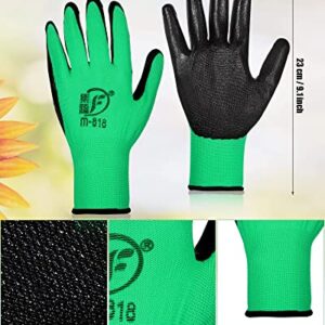 Honeydak 36 Pairs Gardening Gloves for Men Women Breathable Rubber Coated Garden Gloves Men Safety Work Gloves (Black, Green)