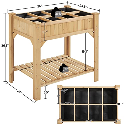 Yaheetech Raised Garden Bed 8 Pocket Herb Garden Planter Vegetable Standing Planters Boxes with Grow Grid Outdoor 36x25x37 Inch