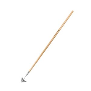 berry&bird triangle hoe, 60.2” winged weeder hoe with long wood handle, gardener stainless steel warren hoe, garden weeder hoe tool for gardening weeding digging soil loosening edging & cultivating