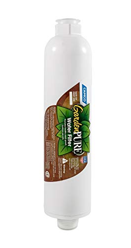 Camco GardenPURE Carbon Water Hose Filter | Filters Water from Your Garden Hose to Improve Plants Health and Provide Fresh Water for Pets and Animals | Great for Gardening and Farming (40691), White