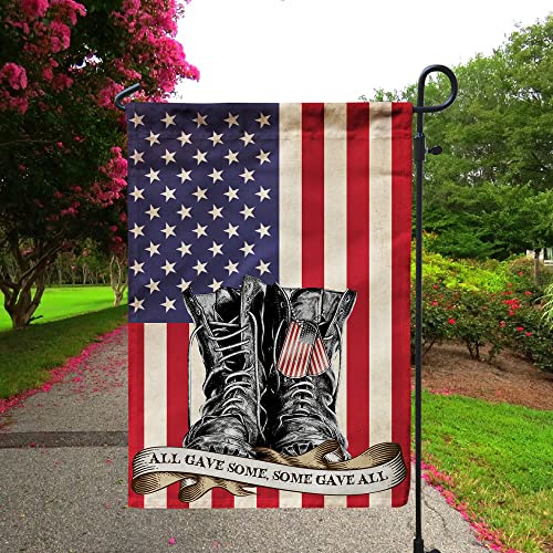 Artsy Woodsy 4th of July Independence Day Decorations God Bless America US Veteran American Soldier Fallen Hero Patriotic Military Burlap Garden Flag 12.5x18" Double-sided All-weather Yard Outdoor (01 (12x18"))